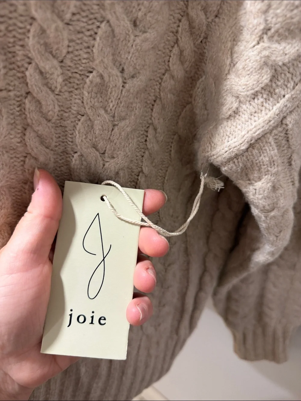 NWT Joie Beige Cable Knit Crewneck Sweater Fisherman Soft Cosy Oversized M Fall
